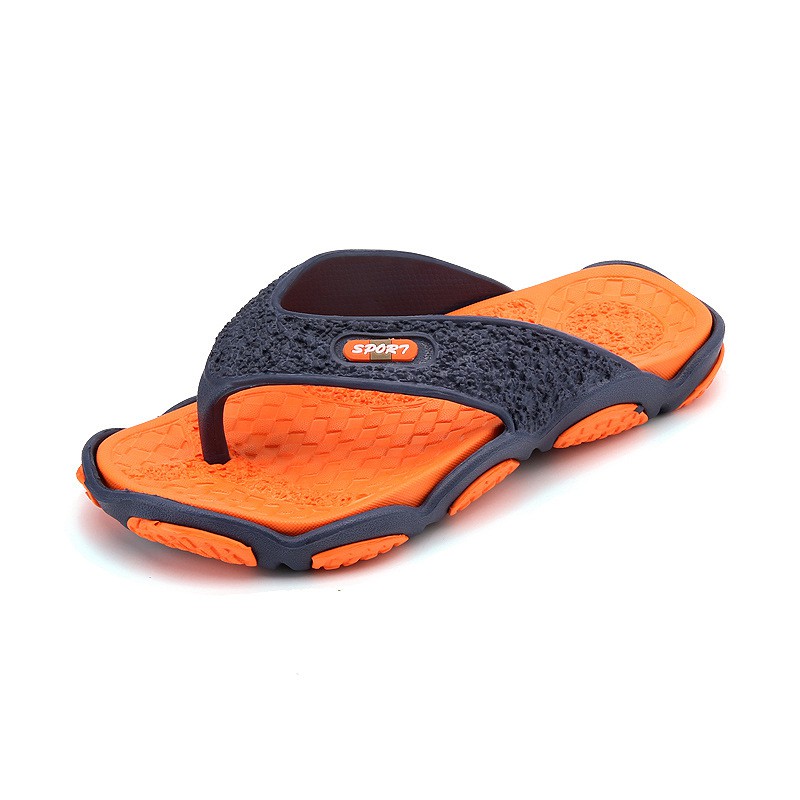 Summer non-slip pinch sandals and slippers summer personality flip-flops men's beach sandals and slippers men Dark blue orange 41