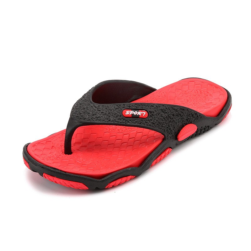 Summer non-slip pinch sandals and slippers summer personality flip-flops men's beach sandals and slippers men Black red 39