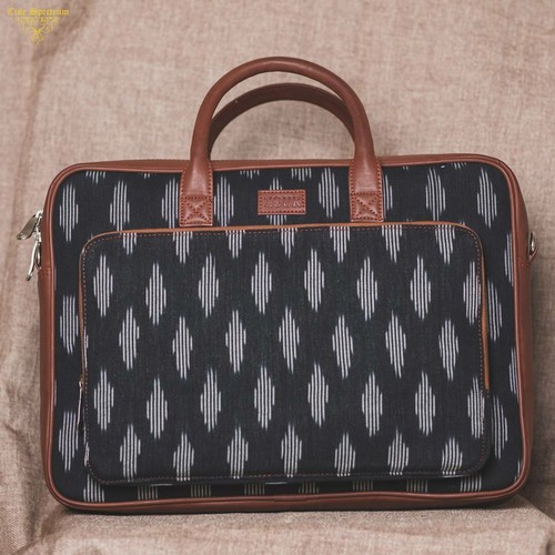 Ikat Striped Black Laptop Bag