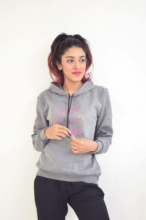 Self Love Grey Hoodie For Women's