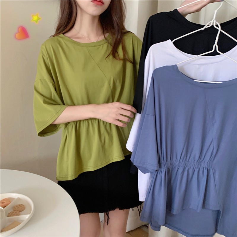 Design Baby Shirt Large Size Short-sleeved T-shirt Women Summer Loose And Irregular Thin Top Trendy Bottoming Shirt Women