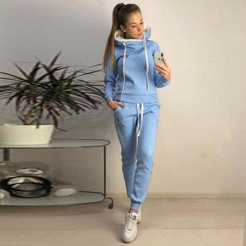 European and American women's fall/winter fleece fashion casual sports suit sweater