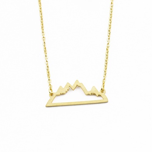 Personalized Snowy Mountain Necklace Gold Silver SILVER COLOR 