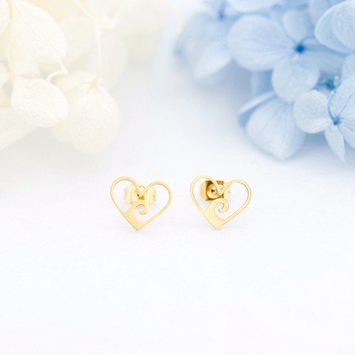 Stainless Steel Heart Stud Earrings For Women