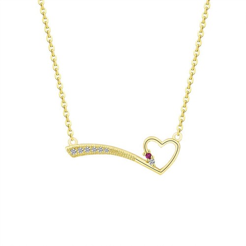 Sweet CZ Heart Necklace Pendant Gold Color Women