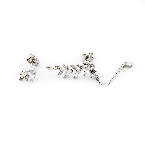 Luxury Tassel Leaf Crystal Rhinestone Stud