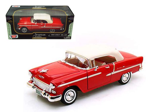 1955 Chevrolet Bel Air Convertible Soft Top Red 1/18 Diecast Car Model