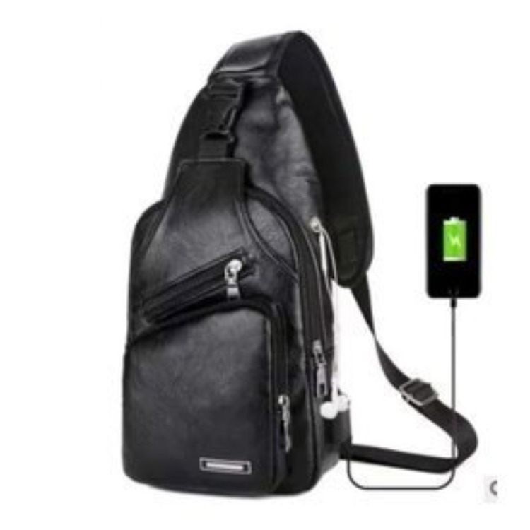 USB Portable Charging Chest Bag Messenger Bag