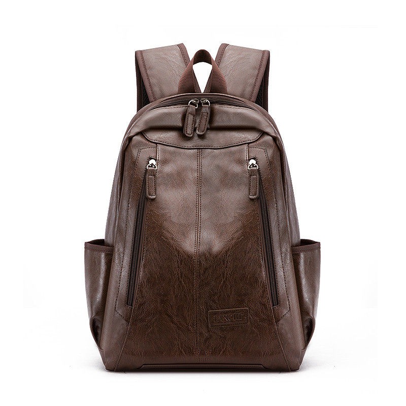 Backpacks for men Bag PU Black Leather Men's Shoulder Bags Fashion Male Business Casual Boy Vintage Men Backpack School Bag