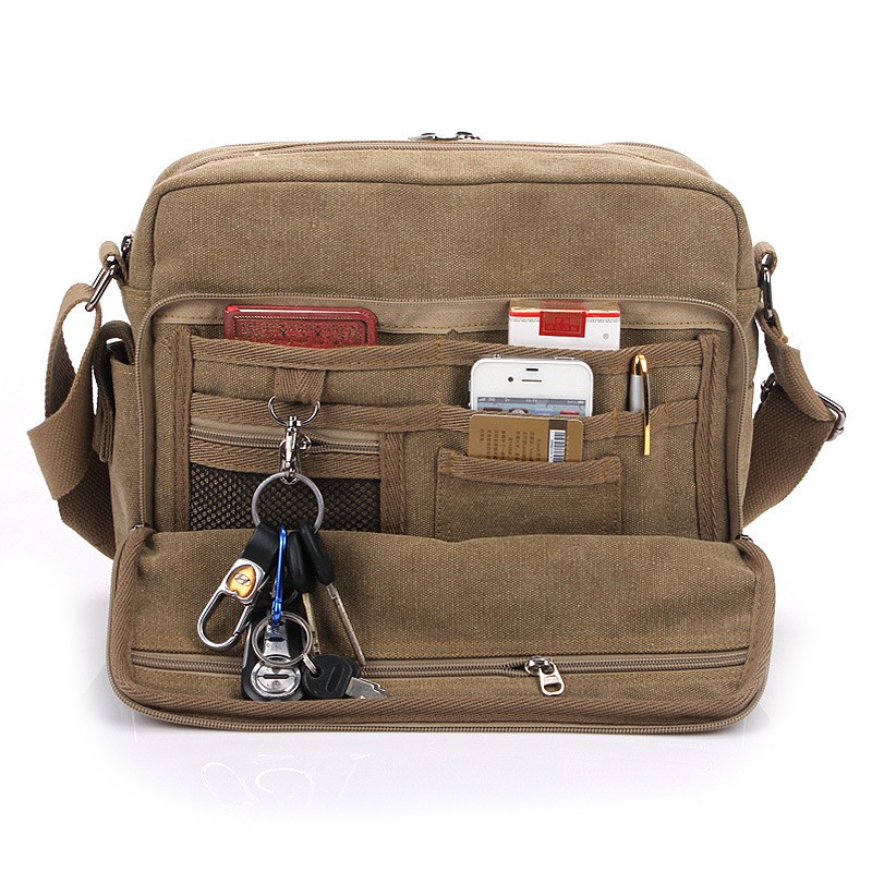 Men's Multifunction Canvas One Shoulder Business Casual Bag