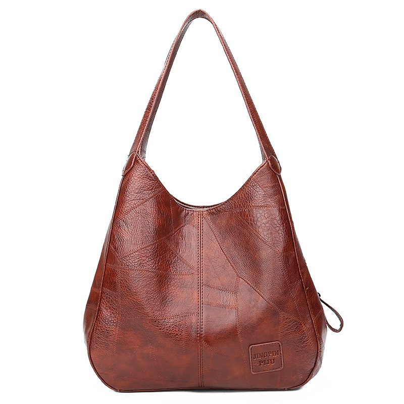 New Trendy Soft Leather Shoulder Bag Large Capacity Versatile Fashion Messenger Bag Ladies Handbag BROWN 