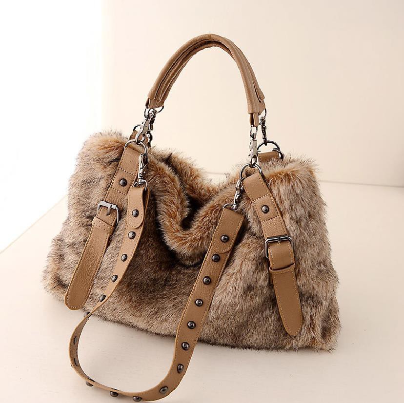 Canadian new winter hair three bag shoulder fur fashion portable female bag