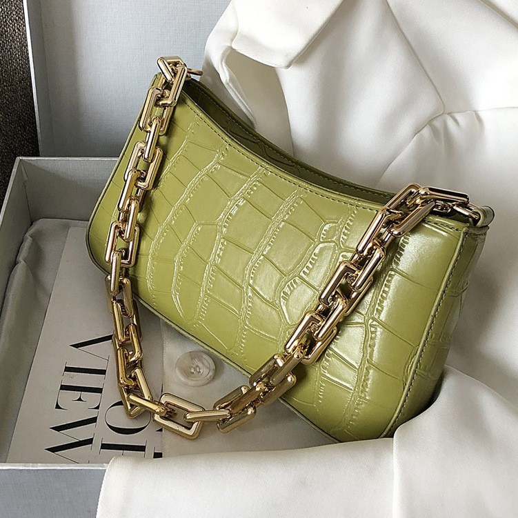 New Trendy Fashion Net Red Crocodile Pattern Handbag Shoulder Bag Ins Chain Armpit Female Bag