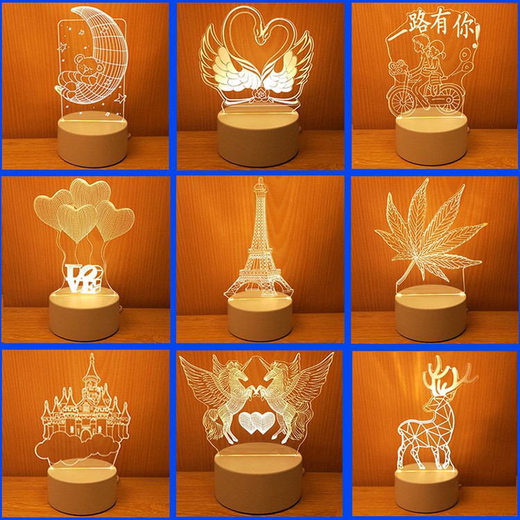 Creative Girl Heart 3d Night Light USB Bedroom Bedside Lamp Company Event Gift Acrylic Led Table Lamp