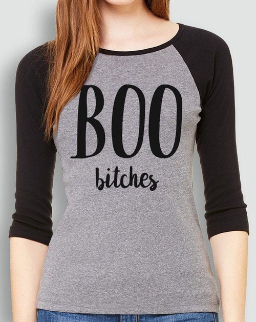 BOO B*tches Halloween Baseball Tee - Pick Color