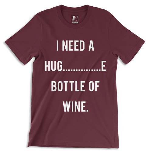 NEED A HUG..........E Bottle Maroon T-Shirt M 