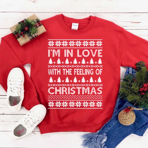 I Am In Love Christmas Sweatshirt 2XL BLACK 