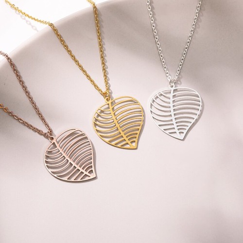 Dainty Big Leaf Pendant Necklaces For Women Girls