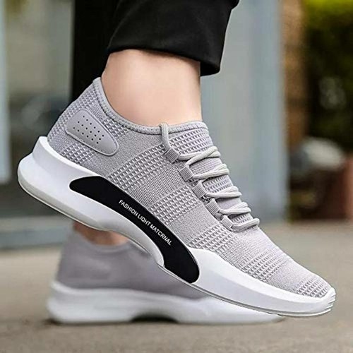 Elegant Grey Mesh Solid Sports Shoes For Men