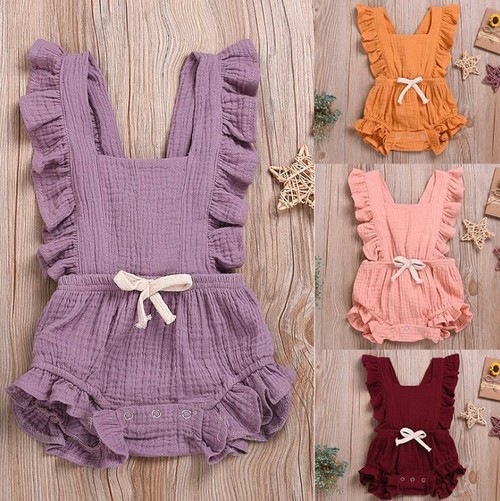 Newborn Baby Girls Ruffle Sleeveless Romper  Jumpsuit Outfits