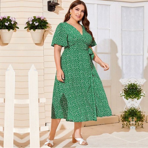 Plus Size Dot Women Long Dress