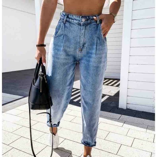 Vintage High Waist Straight Jeans Pant Loose Denim Jeans