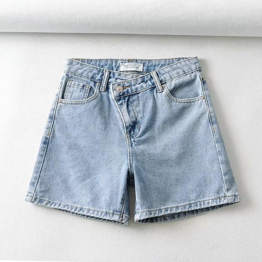 Women Denim Shorts High-waist Shorts L LIGHT BLUE 