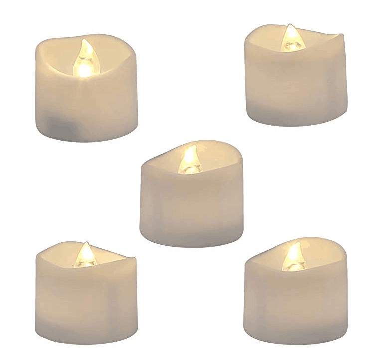 Realistic and Bright Flickering Bulb Battery Operated Flameless LED Tea Light for Seasonal & Festival Celebration, Pack of 12, Electric Fake Candle in Warm White and Wave Open