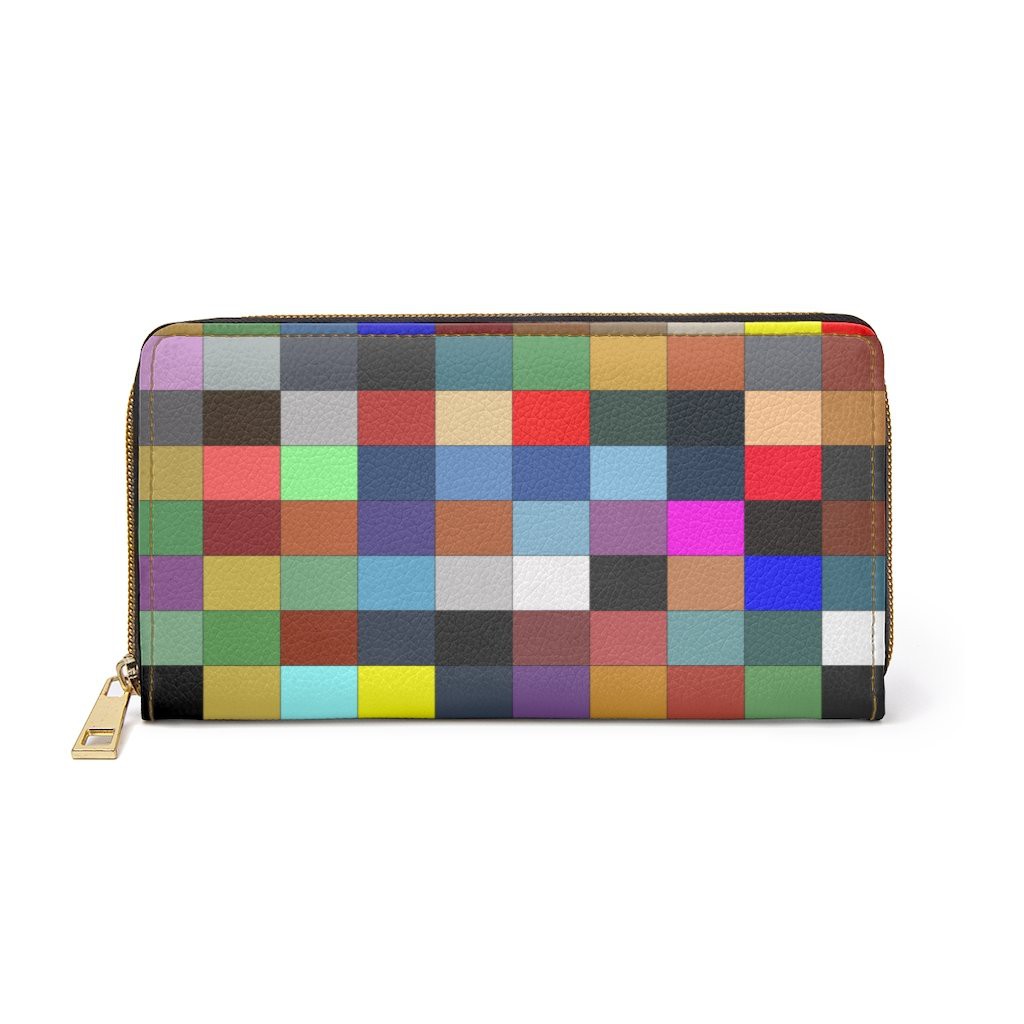 Zipper Wallet, Multicolor Colorblock Style Purse