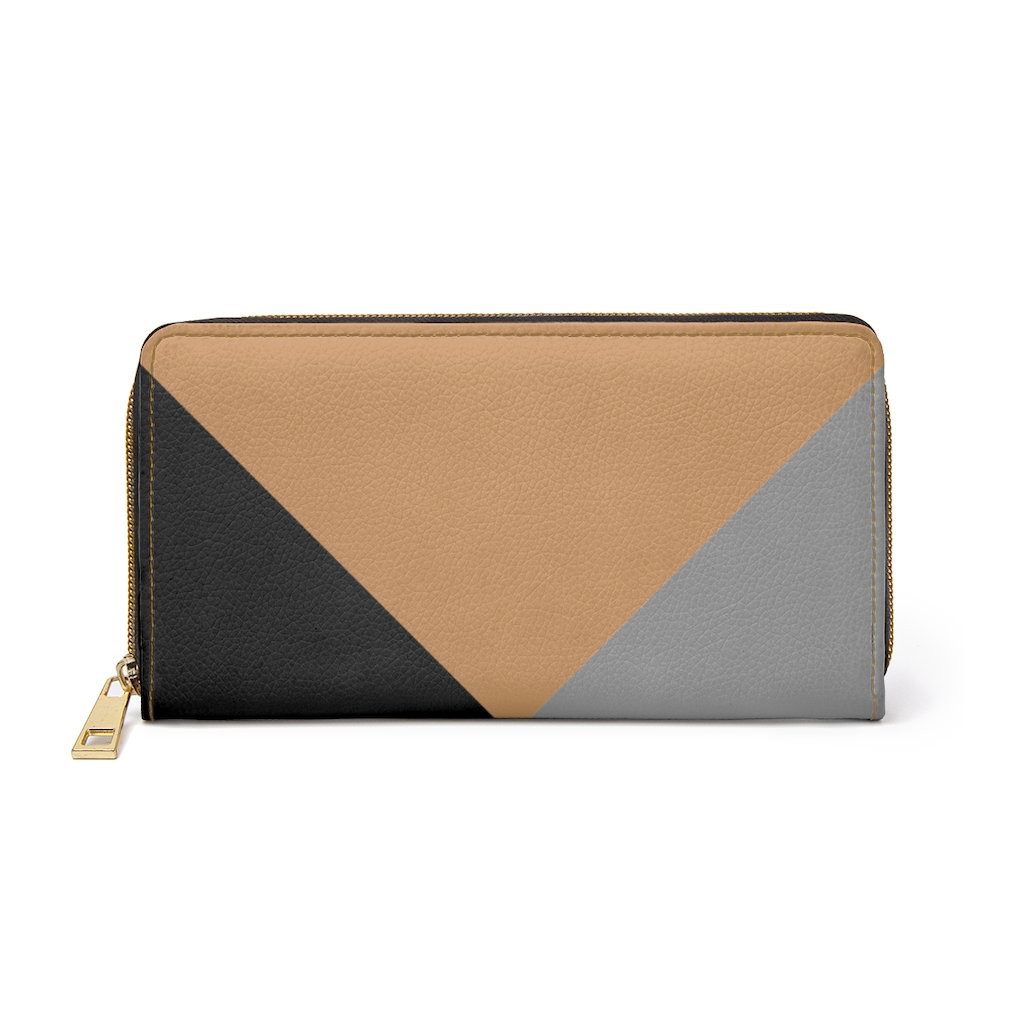 Zipper Wallet, Tri-Color Geometric Style Purse