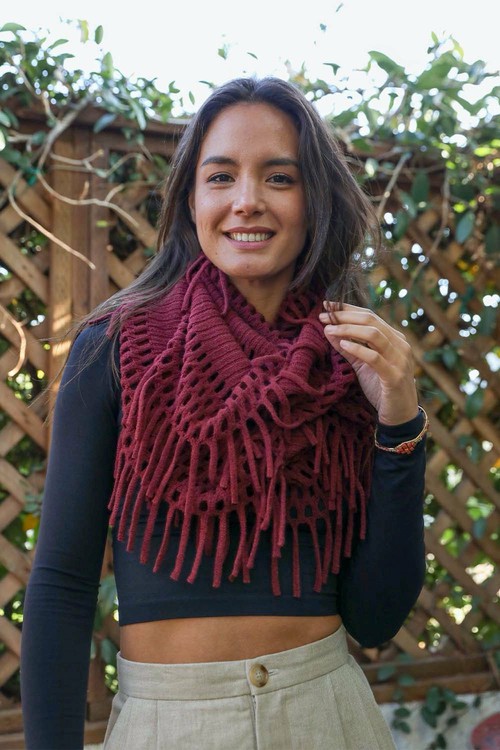 Fuzzy Chenille Tassel Infinity Scarf