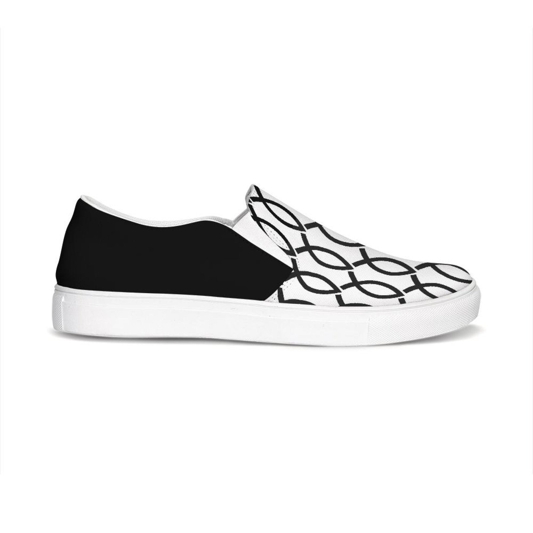 Uniquely You Womens Sneakers - Black & White Ichthys Style Low Top 5.5 