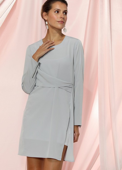 Women's Twist Front Dress In Dove Silver