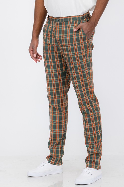 Plaid Slim Fit Trouser Pants