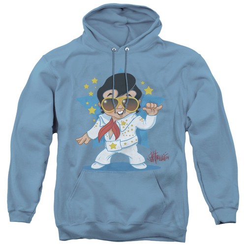 Elvis Presley & Jumpsuit Adult Pullover Hoodie, Carolina Blue - 2X